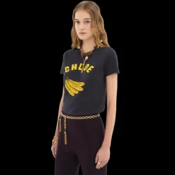 T-shirt col rond CHLOE ajusté jersey de coton bio logo imprimé banane