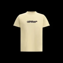 T-shirt col rond cOFF WHITE oton beige logo flèche dos spray noir