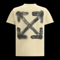 T-shirt col rond cOFF WHITE oton beige logo flèche dos spray noir