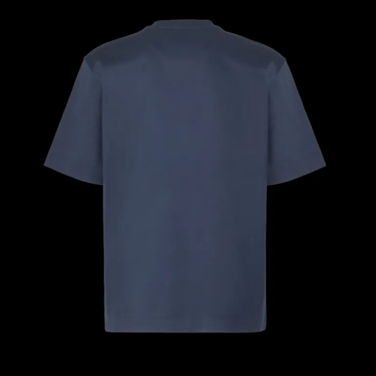 T-shirt col rond coton bleu marine poche zippée Fendi Blanc