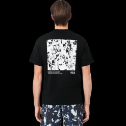 T-shirt col rond LACOSTE coton noir imprimé French sport dos photo foule tennis