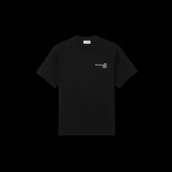 T-shirt col rond LACOSTE coton noir imprimé French sport dos photo foule tennis