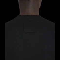 T-shirt col rond LANVIN coton noir broderie logo denim beige dégradé