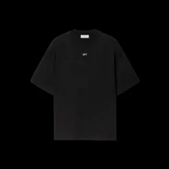 T-shirt col rond OFF WHITE coton noir logo tampon flèche floue dos