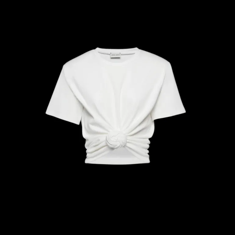 T-shirt court MAGDA BUTRYM noué en coton côtelé blanc