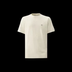 T-shirt CP COMPANY col rond coton blanc Goggle Hood lunettes dos