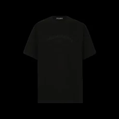 T-shirt DOLCE & GABBANA coton noir logo imprimé ton sur ton