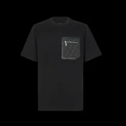 T-shirt FENDI coupe Skater coton noir poche zippée FF gris