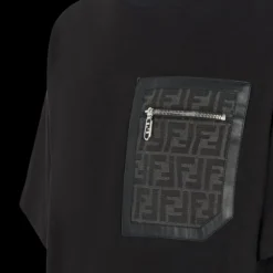 T-shirt FENDI coupe Skater coton noir poche zippée FF gris