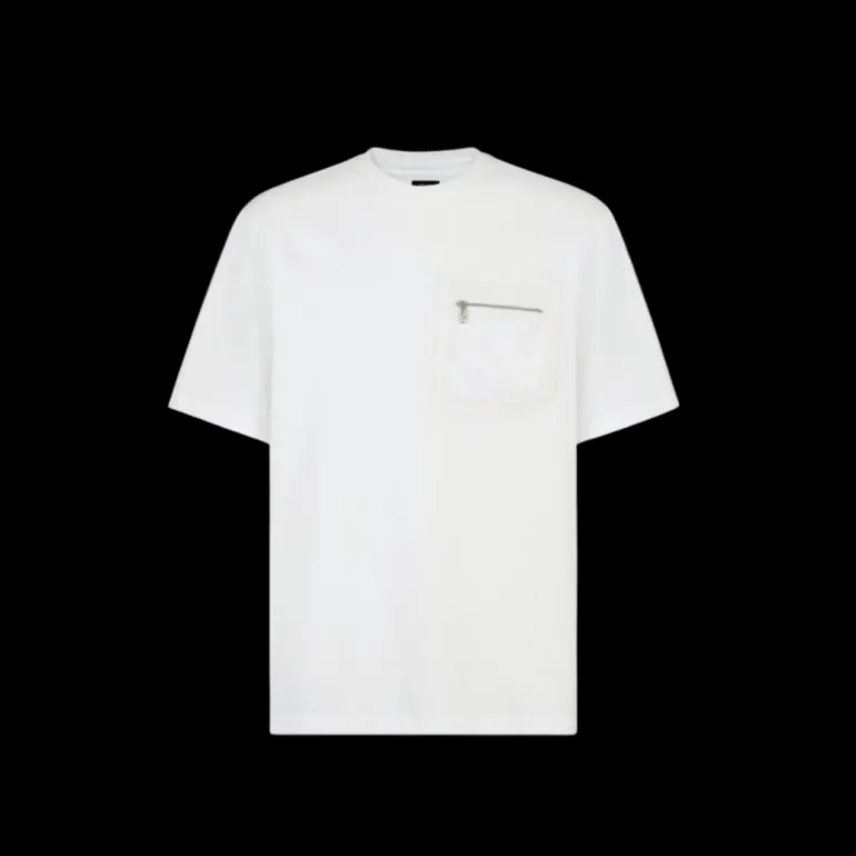 T-shirt FENDI coupe skateur coton blanc poche poitrine zippée Fendi O’Lock