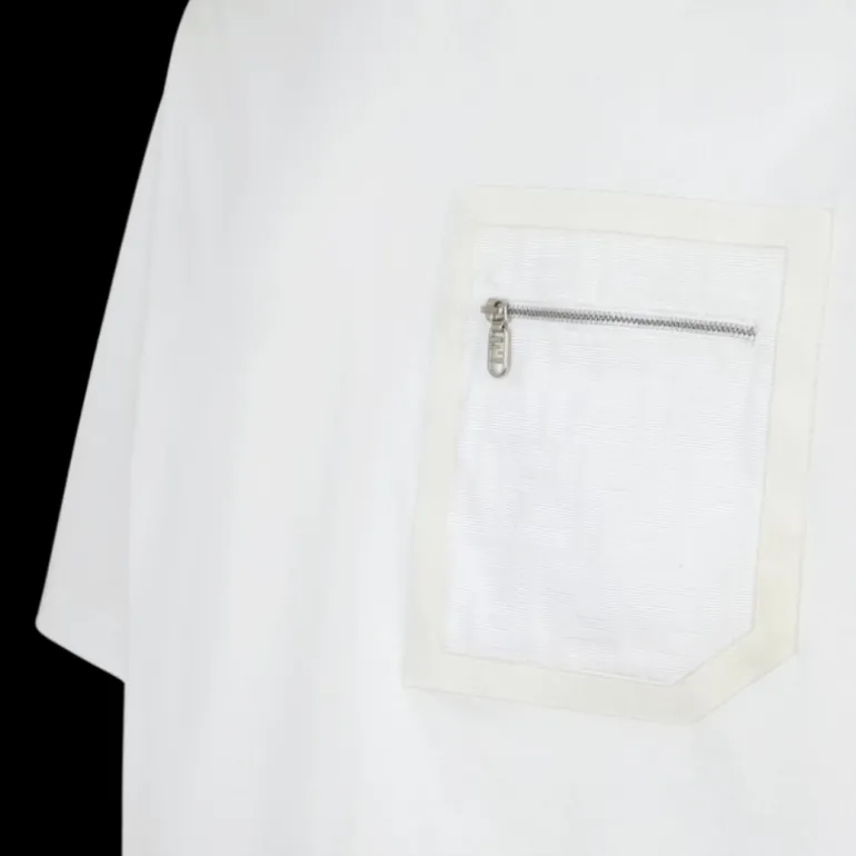 T-shirt FENDI coupe skateur coton blanc poche poitrine zippée Fendi O’Lock