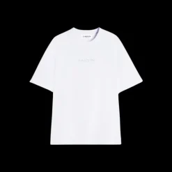 T-shirt LANVIN col rond coton blanc broderie petit logo écriture
