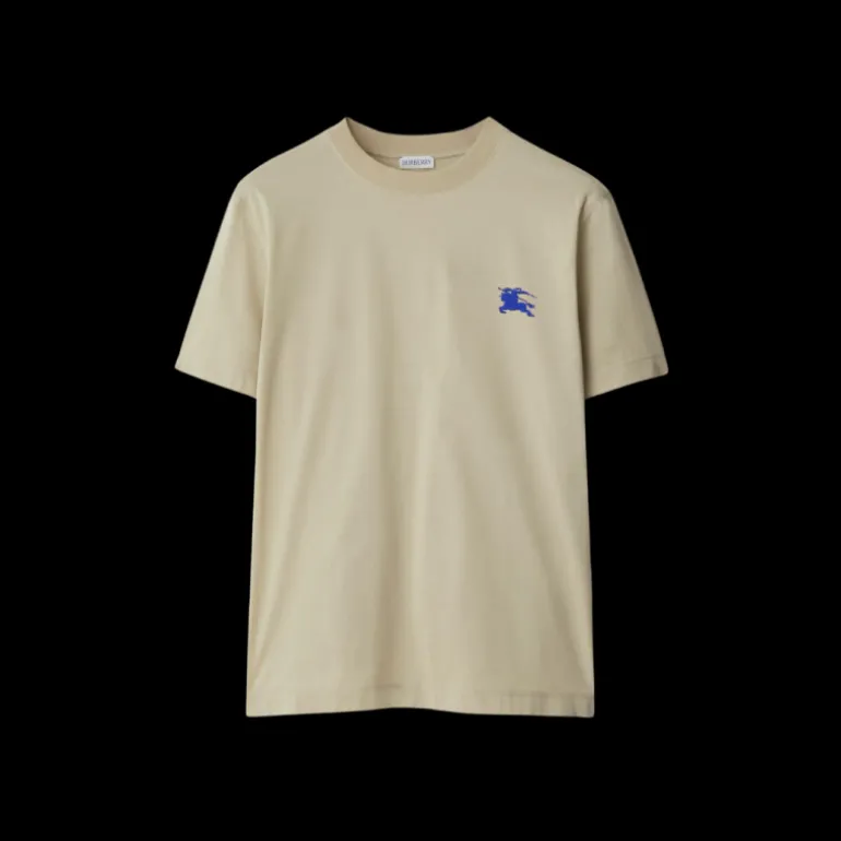 T-shirt manche courte BURBERRY jersey coton beige broderie chevalier bleu