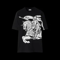 T-shirt manche courte BURBERRY col rond coton noir EKD blanc
