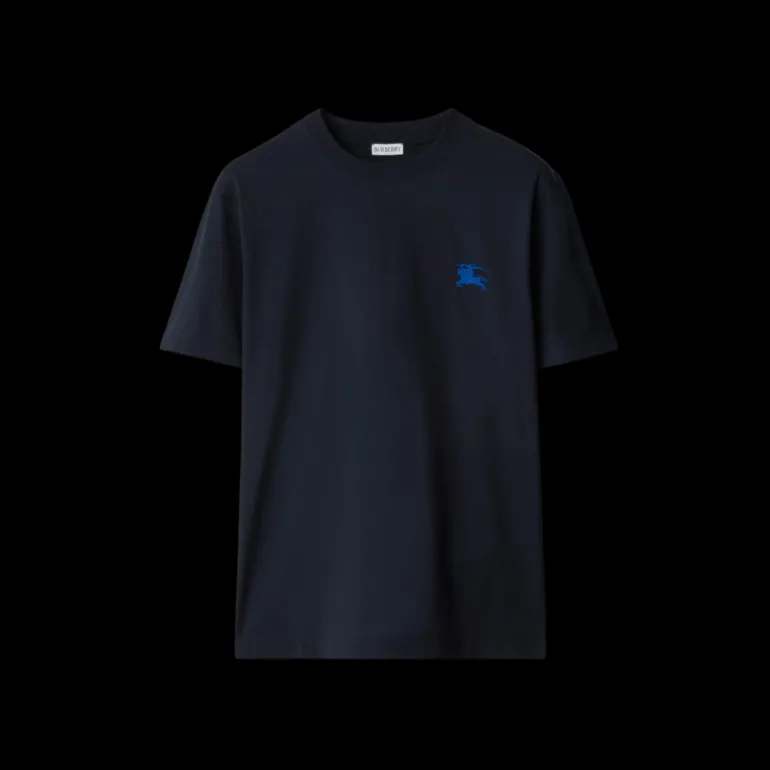T-shirt manche courte BURBERRY jersey coton bleu marine broderie chevalier bleu