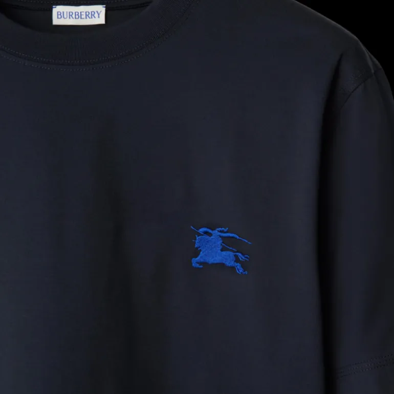 T-shirt manche courte BURBERRY jersey coton bleu marine broderie chevalier bleu
