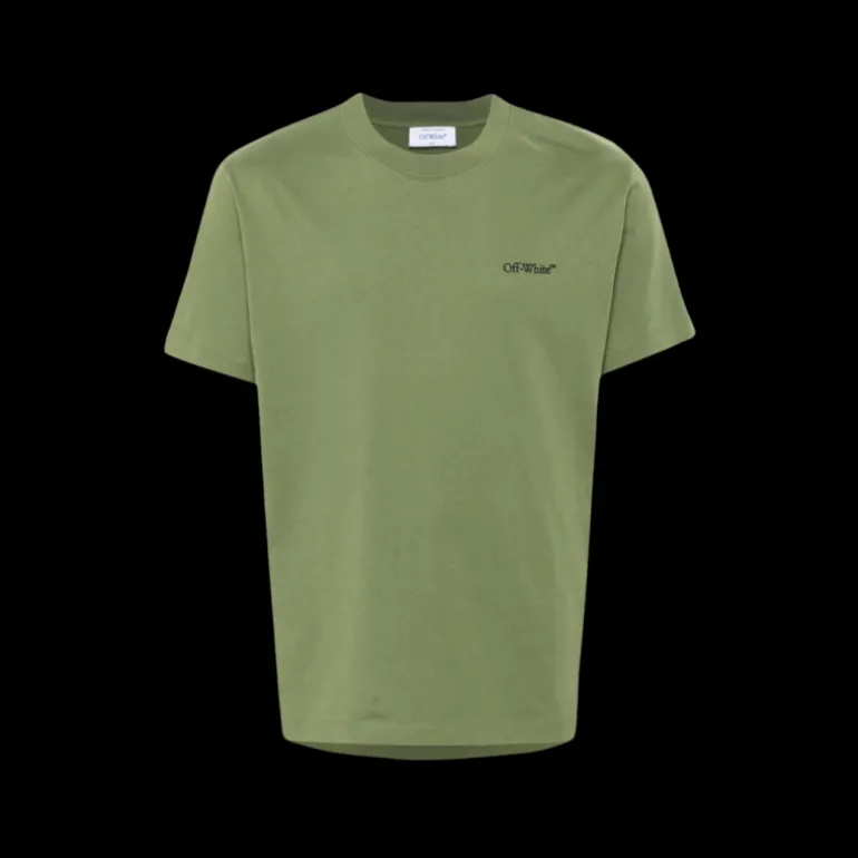 t-shirt manche courte OFF WHITE col rond Windy Arrow coton vert