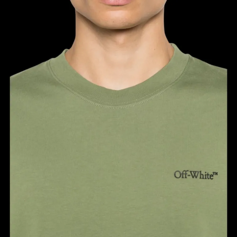 t-shirt manche courte OFF WHITE col rond Windy Arrow coton vert