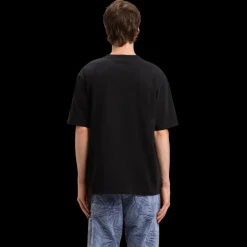 T-shirt manche courte PALM ANGELS coton noir logo universitaire blanc strass