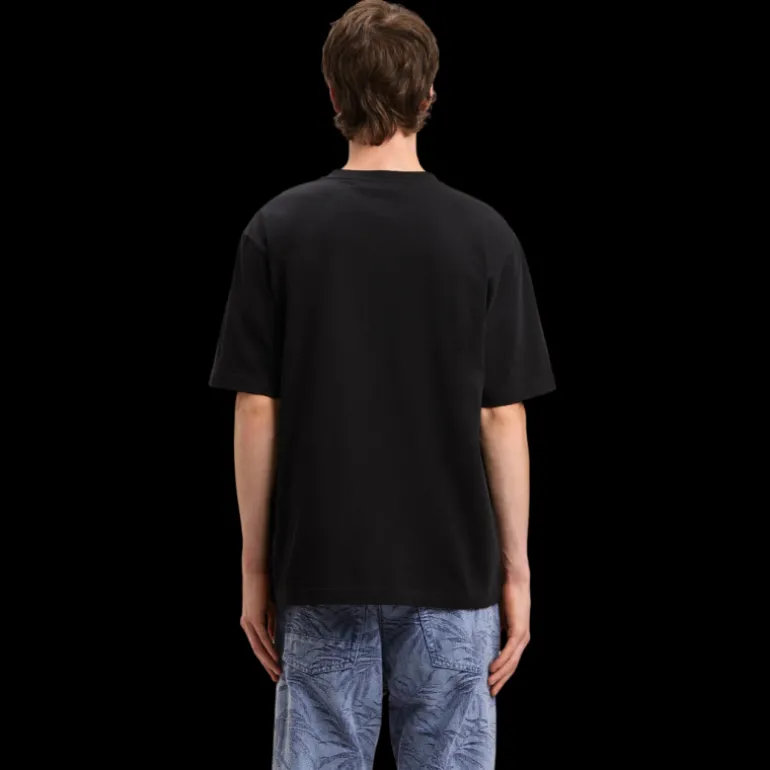 T-shirt manche courte PALM ANGELS coton noir logo universitaire blanc strass