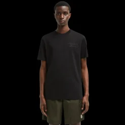 T-shirt MONCLER col rond coton noir logo broderie Archive 1952