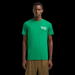 T-shirt MONCLER col rond coton vert logo broderie Archive 1952