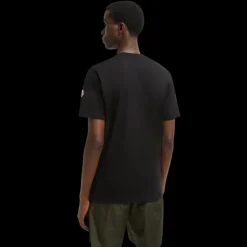 T-shirt MONCLER col rond coton noir logo broderie Archive 1952