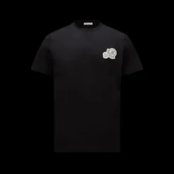 T-shirt MONCLER manche courte col rond coton noir double logo