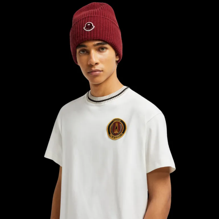 T-shirt MONCLER x PALM ANGELS Racing col rond manche courte coton blanc logo