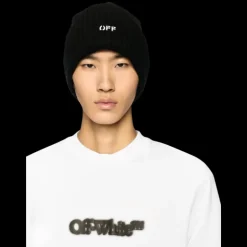 T-shirt OFF WHITE col rond coton blanc logo flèche dos spray noir