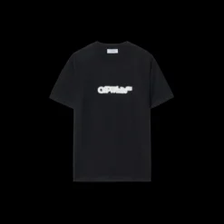 T-shirt OFF WHITE col rond coton noir logo flèche dos spray blanc