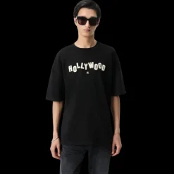 T-shirt oversize AMIRI col rond coton noir Hollywood Shotgun