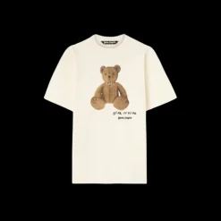 T-shirt PALM ANGELS col rond coton écru Ours en peluche Bear in Mind