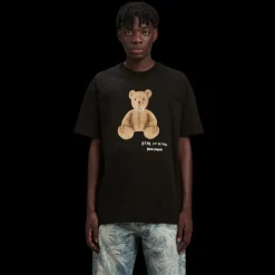 T-shirt PALM ANGELS col rond coton noir Ours en peluche Bear in Mind