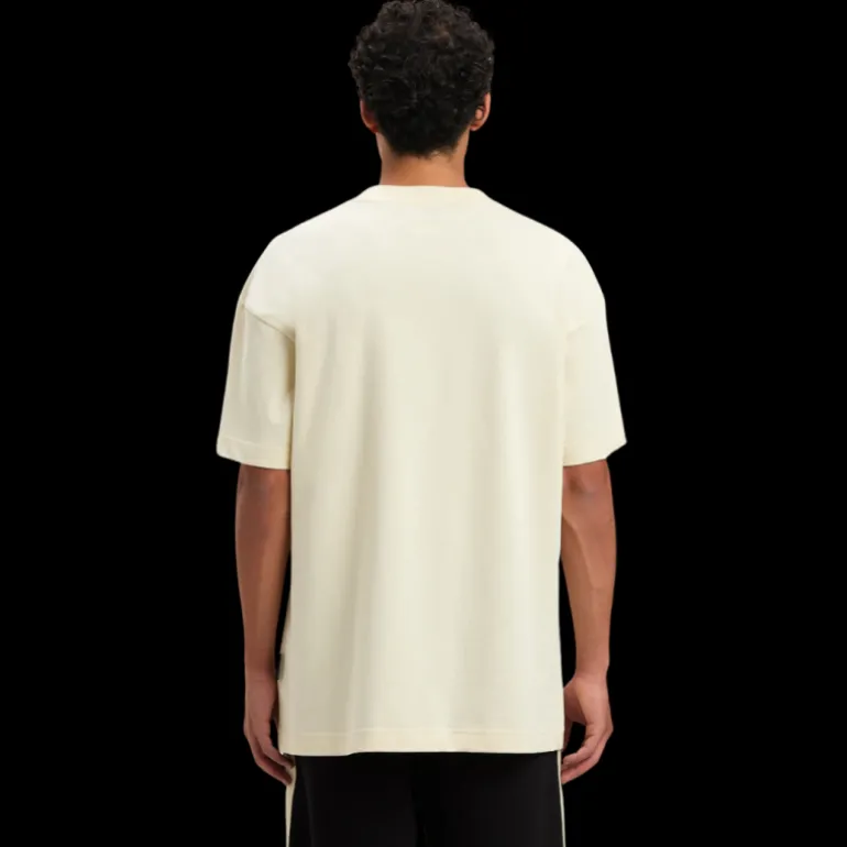 T-shirt PALM ANGELS col rond coton écru imprimé logo noir pin up vintage serpent