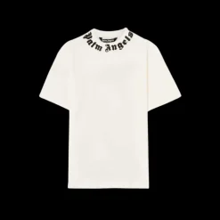 t-shirt PALM ANGELS coton blanc logo écriture noir col