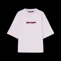 T-shirt PALM ANGELS manche courte coton rose lilas broderie pourpre