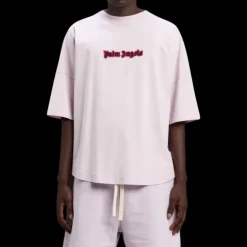 T-shirt PALM ANGELS manche courte coton rose lilas broderie pourpre