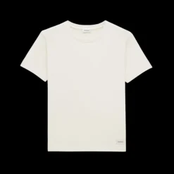 T-shirt SAINT LAURENT manche courte coton modal blanc étiquette logo écriture