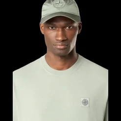 T-shirt STONE ISLAND col rond jersey coton peigné vert sauge écusson logo poitrine