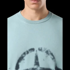 T-shirt STONE ISLAND col rond coton vert gris Print Tee boussole