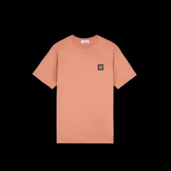 T-shirt STONE ISLAND manche courte col rond coton orange saumon patch logo
