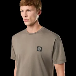 T-shirt STONE ISLAND manche courte col rond coton noisette patch logo