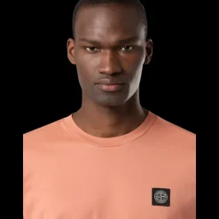 T-shirt STONE ISLAND manche courte col rond coton orange saumon patch logo