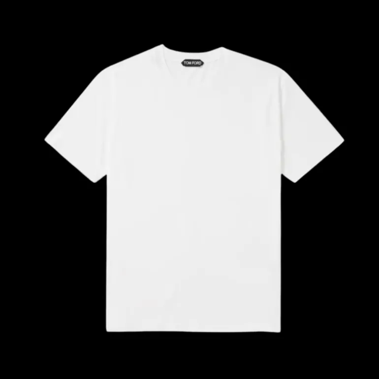 T-shirt TOM FORD col rond lyocell coton blanc