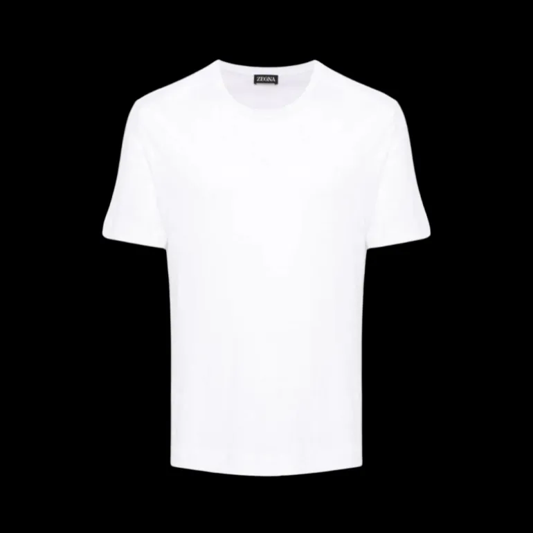 T-shirt ZEGNA col rond manche courte lin blanc