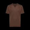 T-shirt ZEGNA col rond manche courte lin marron chocolat