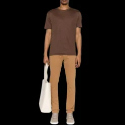 T-shirt ZEGNA col rond manche courte lin marron chocolat