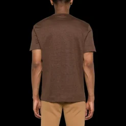 T-shirt ZEGNA col rond manche courte lin marron chocolat