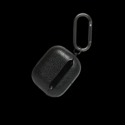 Étui Rigide BALENCIAGA EarPods Cash cuir veau grainé noir logo blanc